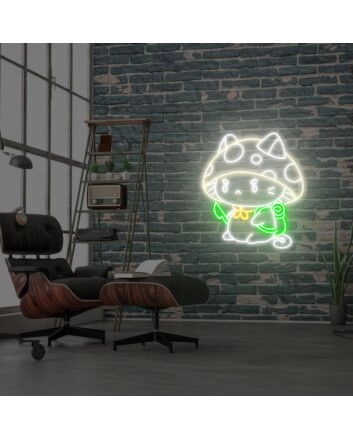 Brighten Up Your Space: Cat With Mushroom Hat Neon Sign - Perfect for Bedroom, Living Room, Bars, and Parties Decor Lamp &amp; Ideal Holiday Gift