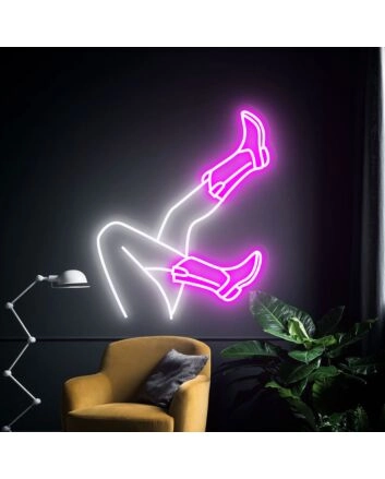 Brighten Your Home, Office, or Western-themed Party with the Cowboy Boots Neon Sign Cowboy Hat Led Sign - Perfect for Western Home Decor and Cowboy Wall Accent.