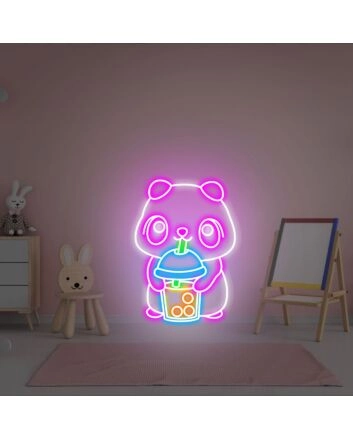 Brighten Your Café or Kitchen: Cute Bear Drink Coffee Kawaii Bear Neon Sign Perfect for Creating a Cozy Atmosphere