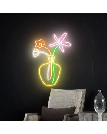 Brighten Your Space: Flower Neon Sign Wall Art for Bedroom, Party, and Wedding Elegance