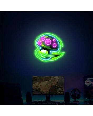 Brighten Your Gaming Room or Bar: League Of Legends Captain Teemo Poisonous Mushroom UV Neon Sign Adds Vibrant Flair to Any Space.