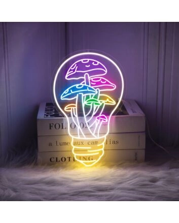 Brighten Your Space: From Cozy Cafes to Playful Home Corners with the Light Bulb Mushroom House Neon Sign Restaurant Decoration