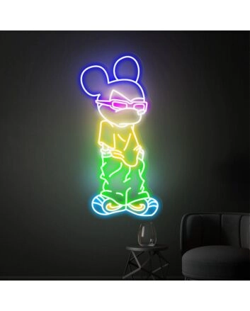 Brighten Up Any Space - Mickey Mouse Neon Sign for Vibrant Home Decor, Game Room Illumination, and Joyful Parties