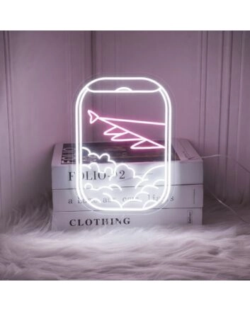 Brighten Up Your Space: Plane Window View Neon Sign for Home, Office, and Bar Décor, Perfect for Parties and Weddings