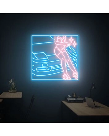 Rev Up Your Game Room and Add Vibrant Elegance to Bars and Parties with the Super Car And Beautiful Girl Color Game Room Neon Sign.