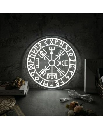 Enhance Your Space: Art Vegvisir Runic Neon Sign Wall Decor Viking Compass - Perfect for Home, Office, Bar, and Themed Events.