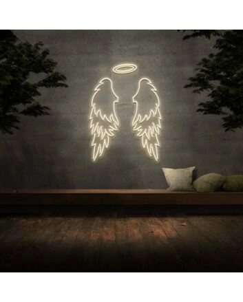 Big Angel Wings &amp; Halo Neon Sign