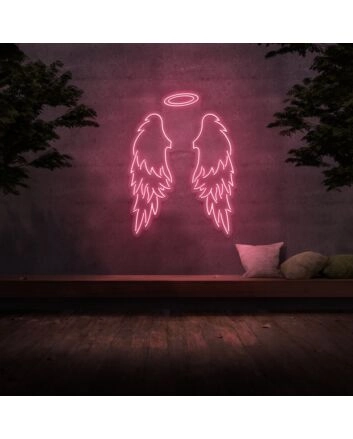 Big Angel Wings &amp; Halo Neon Sign