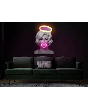 Brighten Your Space with Elegance for Bars, Weddings, and Home Decor – Marilyn Monroe Neon Sign Bubble Gum Wall Art Pop Art LED UV Neon Sign.