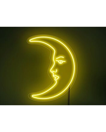 Transform Your Space into a Celestial Oasis with the Moon Face Neon Sign - Perfect for Bedrooms, Bars, Weddings, and More!
