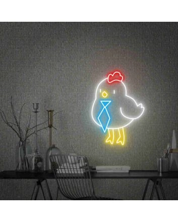 Add a Quirky Twist to Any Room or Celebration with Chicken With Tie Led Sign - Perfect for Home Decor, Office Fun, and Unique Birthday Parties