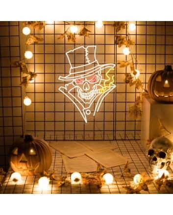Enhance Your Bar or Man Cave Ambiance with Cool Skull Led Neon Sign Smoking Art Artwork Wall Decoration.