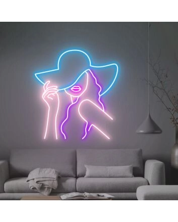 Brighten Up Your Space: Cowgirl Led Neon Sign Woman In A Cowboy Hat, Perfect for Bars, Home Decor, and Western-themed Parties.