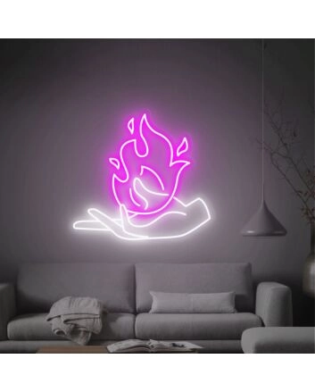 Spark Joy in Your Space: Perfect for Wedding, Bar, and Birthday Celebrations - Flame Hand Fire Led Light Birthday Gift Wall Decor Led Neon Sign