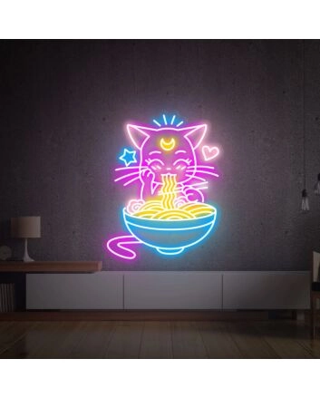 Brighten Your Kitchen and Spice Up Your Next Party with Fortune Cat Ramen Anime LED Neon Sign Kitchen Decor!