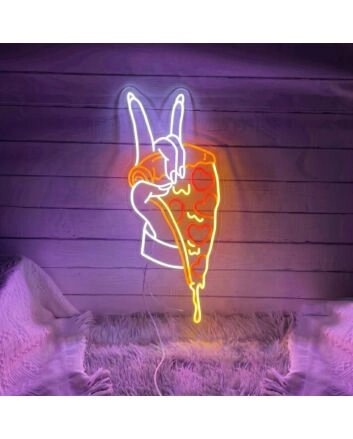 Enhance Your Space: Hand Pizza Led Neon Sign – Perfect for Kitchen Decor, Office Vibes, or Bar Ambiance, a Unique Gift for Pizza Lovers.