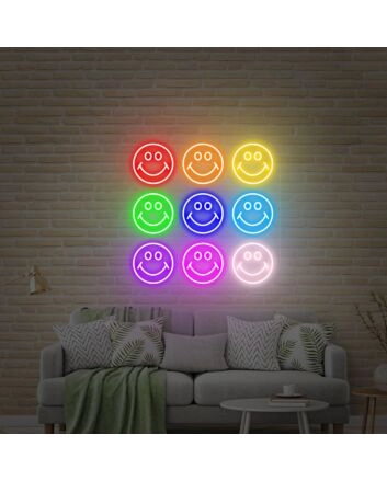 Brighten Your Space: Happy Face LED Neon Sign for Home, Office, Store, or Bar Décor and Memorable Celebrations