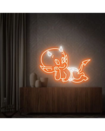 Brighten Your Space with Hot Stuff The Little Devil LED Neon Sign - Perfect for Home Decor, Bars, and Playrooms.