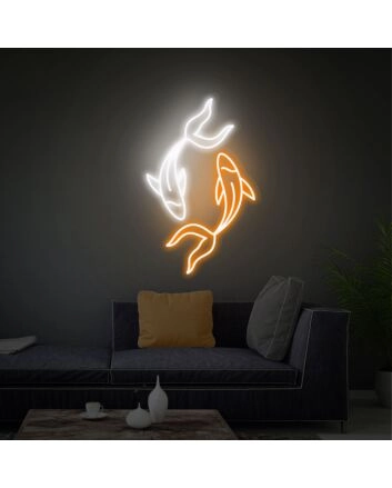 Elevate Your Space: Japanese Fish Neon Art Koi Lover Gift Ideal for Home, Office, Bars, and Weddings - Japan Wall Decor LED Neon Signs