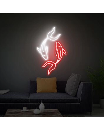 Elevate Your Space: Japanese Fish Neon Art Koi Lover Gift Ideal for Home, Office, Bars, and Weddings - Japan Wall Decor LED Neon Signs