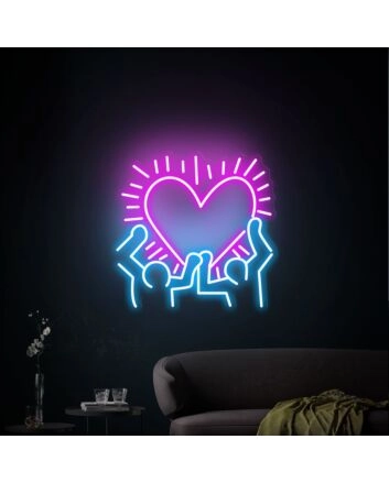 Brighten Your Space with Keith Haring Love Art Neon Light for Home Decor, Bars, and Celebrations