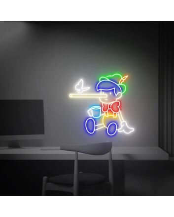 Brighten Your Fairy Tale Dreams: Pinocchio Led Neon Sign Perfect for Kids' Rooms, Play Areas, and Themed Parties