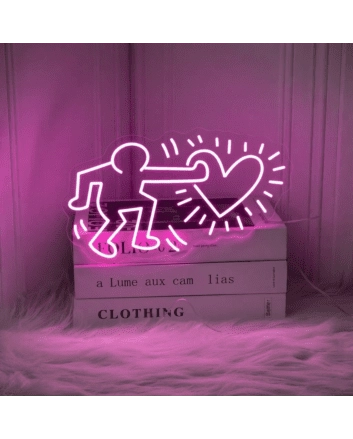 Brighten Your Special Moments: Send Love Keith Haring LED Neon Sign - Perfect for Weddings, Couples' Gifts, and Artistic Home Decor.