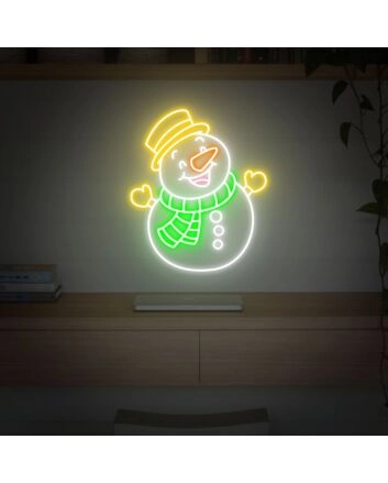 Brighten Your Festivities: Snowman Led Neon Sign for Xmas Party, Holiday Home Decor, and Perfect Christmas Gift Wall Art.