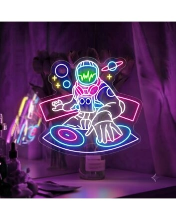 Elevate Your Space Adventure: Spaceman LED Neon Sign DJ Astronaut Neon Light Sign Wall Art for Home, Office, and Entertainment Venues.