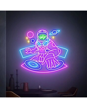 Elevate Your Space Adventure: Spaceman LED Neon Sign DJ Astronaut Neon Light Sign Wall Art for Home, Office, and Entertainment Venues.