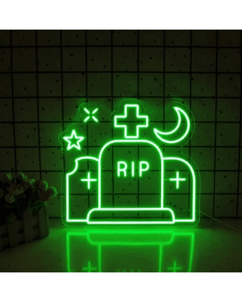 Elevate Your Halloween Celebration: Light Up Your Home, Office, or Spooky Event with the Tombstone Rip Wall Led Neon Sign.