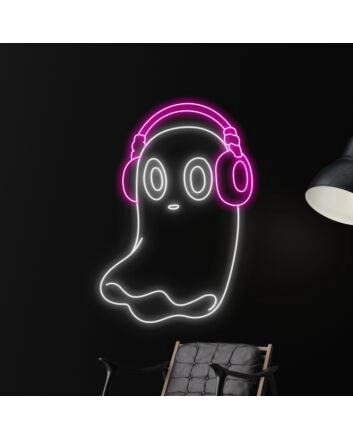 Light Up Your Spooky Celebrations and Cozy Corners with Boo Ghost Listen To Music Led Neon Sign - Perfect for Home Decor, Halloween Parties, and Unique Office Vibes.