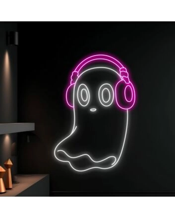 Light Up Your Spooky Celebrations and Cozy Corners with Boo Ghost Listen To Music Led Neon Sign - Perfect for Home Decor, Halloween Parties, and Unique Office Vibes.