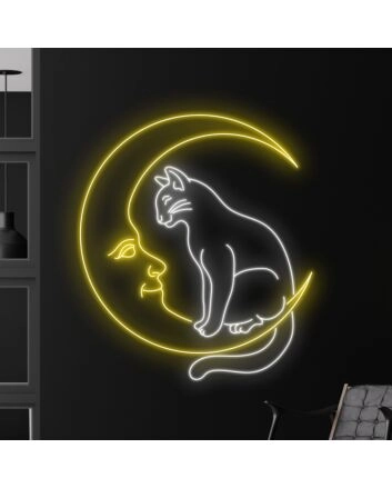 Brighten Up Any Space from Homes to Bars: Cat And Moon Led Neon Sign Animal Lover Neon Light Love Moon Led Light for a Unique Touch