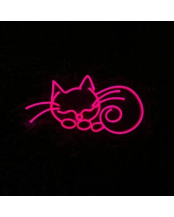 Brighten Your Home Office or Add Fun to Parties with the Cat Line Art Sleeping LED Neon Sign - A Versatile Decor Piece.
