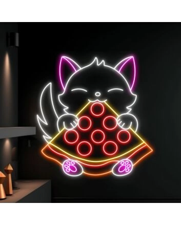Brighten Your Space: Cat Pizza Logo for Unique Home, Office, or Restaurant Decor - Perfect for Theme Parties and Cozy Corner Installs.