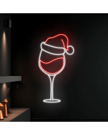 Add Festive Cheer to Your Home, Office, and Holiday Parties with the Champagne Christmas Hat LED Neon Sign - Perfect for Creating a Merry Atmosphere!