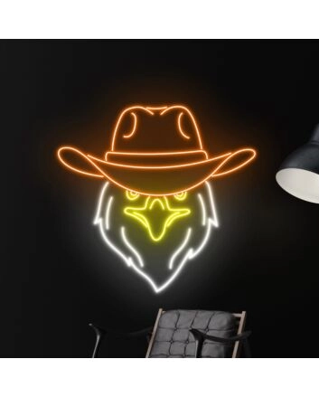 Brighten Your Western Theme: Cowboy Eagle Led Neon Sign for Bar, Office, and Rustic Home Decor