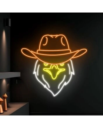 Brighten Your Western Theme: Cowboy Eagle Led Neon Sign for Bar, Office, and Rustic Home Decor