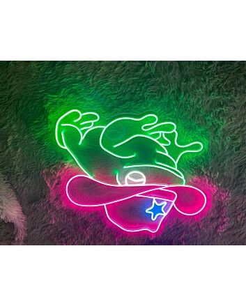 Brighten Up Any Space with Cowboy Frog Led Neon Sign - The Perfect Custom Cowboy Neon Light for Home Decor, Bars, and Frog Lover Celebrations