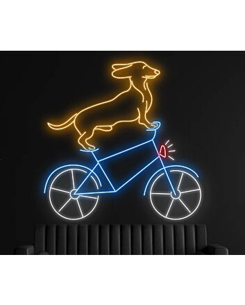 Brighten Your Home, Bar, and Storefront with the Whimsical Cute Dachshund Riding Bike LED Neon Sign Dachshund Butt Neon Light Decor.
