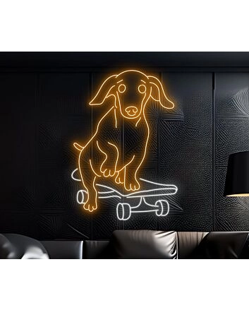 Elevate Your Space with Cute Dog Skateboarder Led Sign – Perfect for Home Decor, Bars, and Party Ambiance.