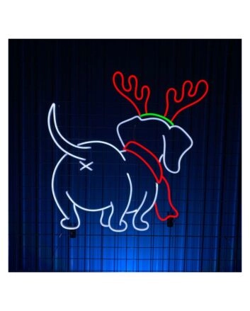 Brighten Your Festivities: Dachshund Christmas LED Sign, Perfect for Home Decor, Office Celebrations, and Holiday Parties.