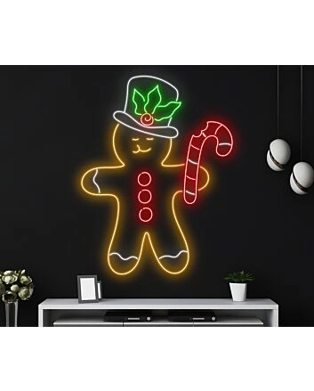 Brighten Your Festive Season: Ideal for Home, Office, and Christmas Party Ambiance with Gingerbread Led Neon Sign Christmas Decor Neon Light.
