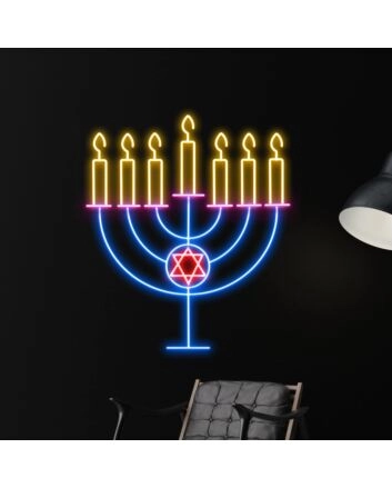Brighten Your Hanukkah Celebrations and Decorations: Happy Hanukkah LED Neon Sign for Home, Office, Storefront, and Special Events.