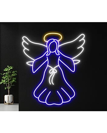Brighten Your Sanctuary: The Jesus Christ Angel Wings Led Neon Sign for Home Decor, Church Events, and Inspirational Settings