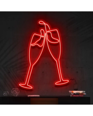 Champagne Glass Cheers LED Sign