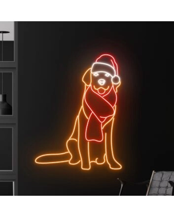 Bring festive warmth to your home, office, or holiday parties with the Labrador Christmas Hat Led Neon Sign, the perfect Christmas Labrador Led Sign for seasonal decor.