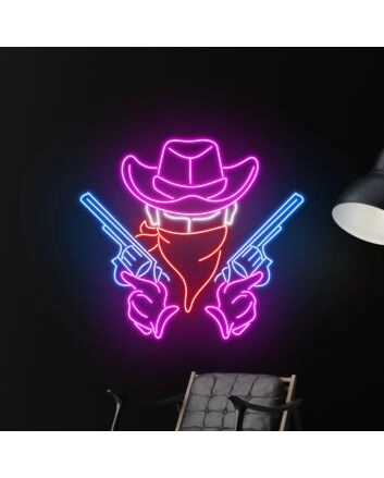 Man Cowboy Shooting Led Neon Sign Christmas Decor