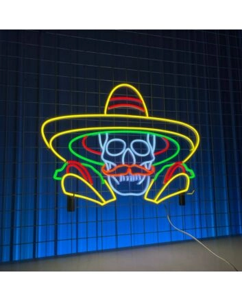 Mexican Skeleton Eating Tacos Led Neon Sign